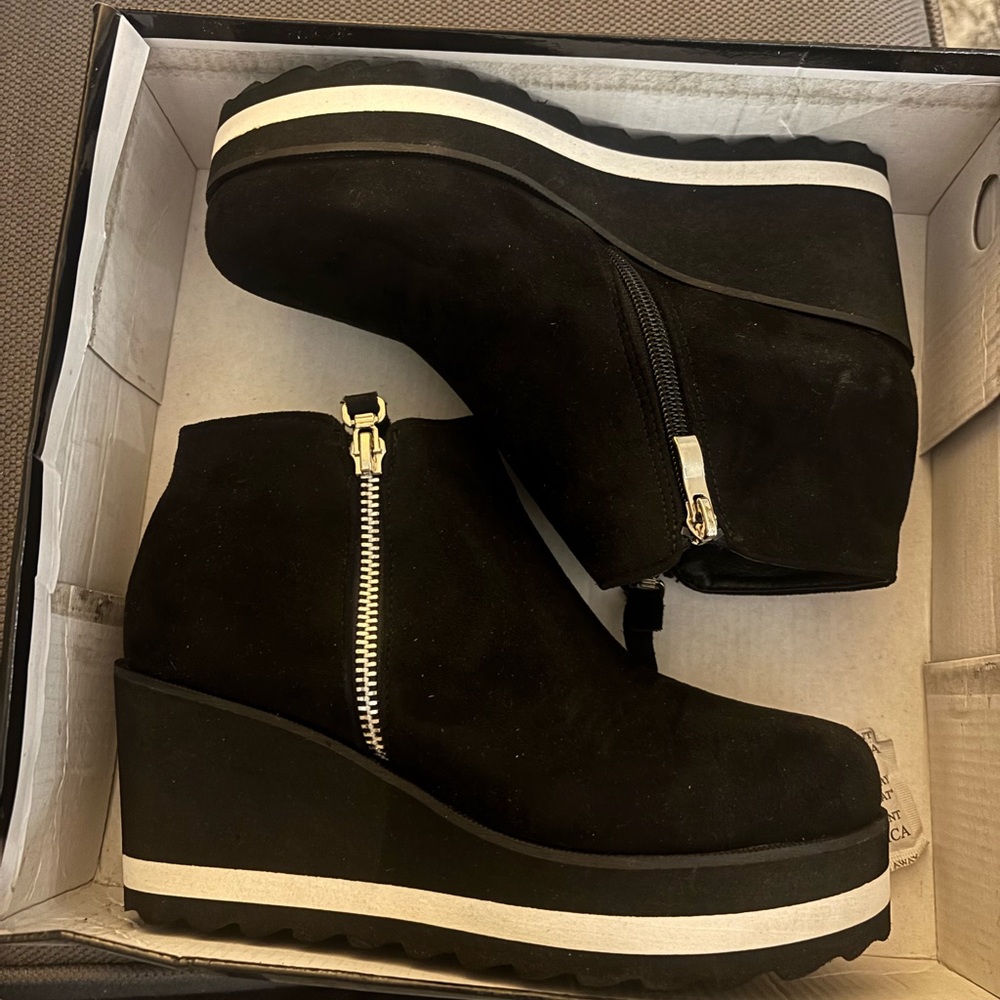 Black Wedge Booties